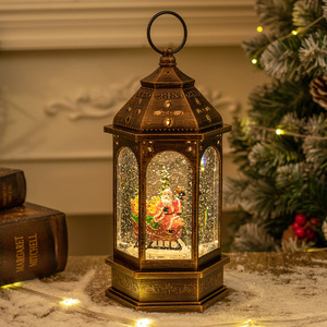 Lanterne décorative de Noël en cristal, lampe portable avec lampe à huile lumineuse, design bonhomme de neige vintage, lumières de Noël - Product Image 6