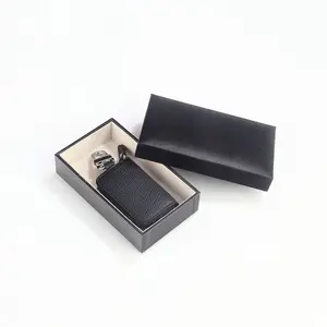 Black Mini Embossed Real Leather Key Chain Bag Carabiner Keychain With Box Coin Purse Pouch Wallet Leather Keychain