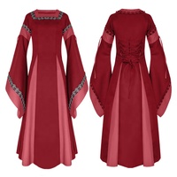 Robe de costume médiévale Renaissance pour femmes adultes, robe longue à lacets irlandaise, cosplay, robe rétro, Halloween