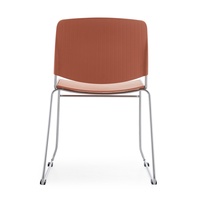 Chaise de réunion de bureau moderne en plastique rouge avec structure en fer et assise