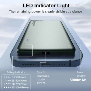 พาวเวอร์แบงค์แม่เหล็กบางพิเศษขนาด15วัตต์เครื่องชาร์จไร้สายสำหรับ <span class=keywords><strong>iPhone</strong></span> 16 15 14 <span class=keywords><strong>13</strong></span> <span class=keywords><strong>Pro</strong></span> สูงสุด5000มิลลิแอมป์ต่อ Qi2 qi2 - Product Image 6