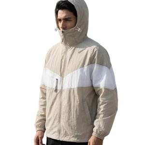 Chaqueta Cortavientos Ligera de Lona Personalizada para Hombre, Estilo Deportivo Casual para Exteriores con Cuello Alto y Cierre de Cremallera, Diseño Color Block - Product Image 3