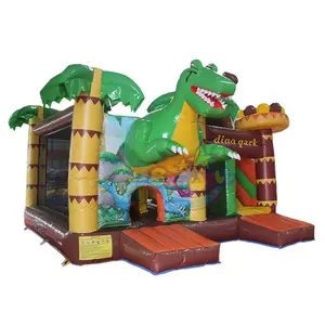 Dino Park Opblaasbare Springkasteel Dinosaurus Bounce Huis Combo Waterglijbaan Voor Kinderen