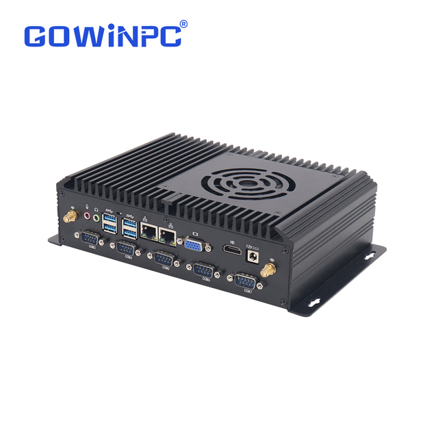 Sharerdp OEM Intel Core I3/i5/i7 8550U 4500U 5200U 7200U 8130U 8250U 6COM Embedded Mini PC Fanless Industrial Computer 12V-36V