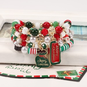 Bracelet de Noël en promotion : Bonhomme de neige, sapin, Père Noël, bois de renne faits main – Cadeau pour enfant, pendentif, décorations de Noël - Product Image 3