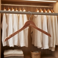 Cintres en bois naturel laqué avec encoches pour cravates et sangles - Organisateur de vêtements simple et haut de gamme pour magasin de vêtements et dressing