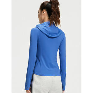 Sudadera Deportiva con Cremallera y Manga Larga para Mujer, Lu Feel, Tejido Sólido, Color Azul, Secado Rápido, Spandex/Poliéster, Ropa Deportiva - Product Image 3