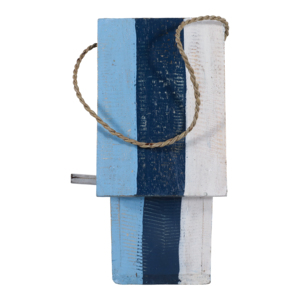 Casetta per Uccelli in Legno Decorativa da Appendere per Giardino Esterno Finestra Blu e Bianca a Righe - Product Image 5