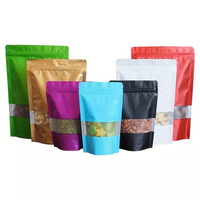 Sachets Doypack Personnalisés Colorés en Plastique Givré et Feuille d'Aluminium Mylar avec Fermeture Ziplock et Fenêtre Mate pour Emballage Alimentaire, Noix et Snacks
