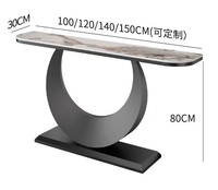 Table console extensible de luxe moderne avec rangement, plateau en marbre, design convertible, mobilier écologique pour salon