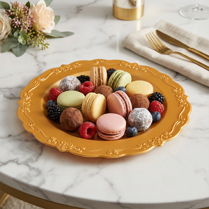 カスタマイズ可能な5インチ、6インチ、7インチ、8インチ、9インチ、10インチPPプラスチック製250mmチャージャープレート、サービングトレイ、使い捨て食器、結婚式卸売 - Product Image 3