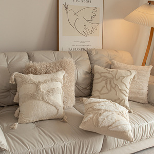 Nordic Style Embroidered Pillowcases Square Cotton Linen Cushion Covers With Tassels For Home Sofa <b>Bed</b> Decor - Product Image 3