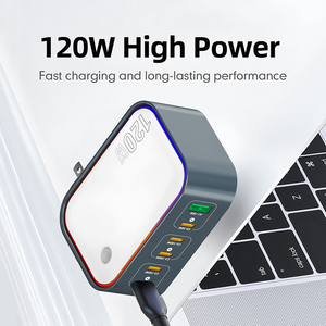 Cargador multipuerto de nitruro de <span class=keywords><strong>galium</strong></span> (GAN) de 120W personalizado, carga rápida 5 PD 100W QC3.0 para carga eléctrica de ordenador portátil y de escritorio - Product Image 6