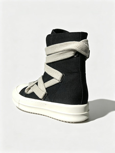 Pentagram High Top <b>Canvas</b> Sneakers With Buckle Strap <b>Round</b> Toe Solid Color All Season Walking Shoes Cushioned EVA Midsole Rub - Product Image 2