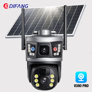 กล้องวงจรปิด V380 Pro WiFi พลังงานแสงอาทิตย์ สำหรับภายนอกอาคาร เลนส์คู่ PTZ 4K เสียงสองทาง กันน้ำ มุมกว้าง IP65 ภาพสีกลางคืน - Product Image 1