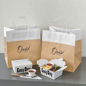 Sac en papier kraft écologique personnalisé pour la livraison de plats à emporter, avec poignées torsadées, pour les restaurants - Product Image 4