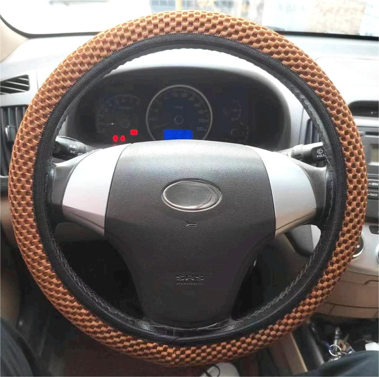 Housse De Volant De Voiture En Cuir, élastique, Respirante, Antidérapante, Universelle De 38,1 Cm, Pour Homme Et Femme (noir/bleu