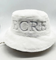 Chapeau de seau d'hiver moelleux Broderie personnalisée Logo Boonie Chapeaux à large bord Casquettes unisexes Chapeau de seau chaud en fausse fourrure