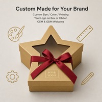 Boîte cadeau de Noël personnalisée en forme d'étoile dorée mate avec fenêtre et ruban, vente en gros, directement de l'usine pour la vente au détail