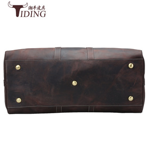 Bolsa de Viaje de Cuero Crazy Horse Retro para Hombre, Gran Capacidad, Correa Ajustable, Color Marrón Oscuro Sólido, Bolsa de Equipaje 1151 - Product Image 3