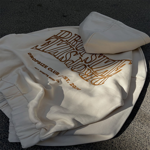 Factory Direct Sales <strong>High</strong>-<strong>Quality</strong> Fabric Beige Street Trendy Brand Hooded Zip-Up Sweatshirt with Large Screen-Printed <strong>Font</strong> <strong>Print</strong> - Product Image 5