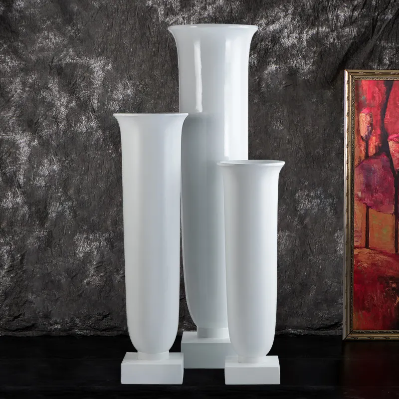 高さ187cmの結婚式の花瓶大きな白いシリンダー花瓶-結婚式のための結婚式のセンターピース
