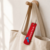 Porte-clés personnalisé avec logo brodé, étiquette de clé en tissu tissé double face, broderie de nom sur porte-clés