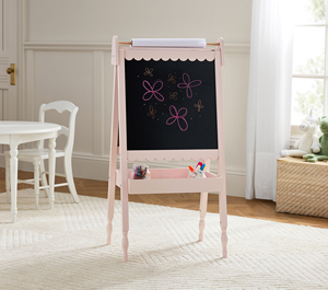 Lavagna da <span class=keywords><strong>Disegno</strong></span> per Bambini a Doppia Faccia in Legno, Lavagna a Gesso e Lavagna Magnetica con Rotolo di Carta e Vassoio, Giocattolo per Disegnare - Product Image 3