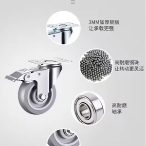 High Quality 3-5 Inch Replacement Furniture Swivel Casters with Double Ball Bearing and Brake Industrial <b>Rubber</b> Wheel Castor - Product Image 4