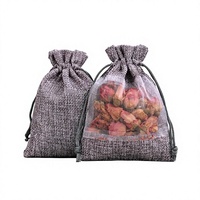 Sacs en toile de jute avec cordon de serrage, sacs cadeaux en organza de toile de jute, pochettes en lin transparent pour friandises, idéales pour les faveurs de mariage, de fête ou d'anniversaire