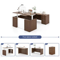 Bureau de direction personnalisé en bois en forme de U, ensemble de table de bureau debout avec tiroir et classeur pour PDG, bureau réglable en hauteur