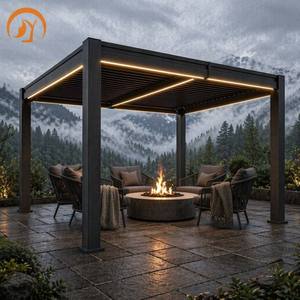 Pérgola Motorizada de Aluminio de Alta Resistencia, Techo de Láminas Resistente al Viento de 100 km/h, Gazebo Impermeable <span class=keywords><strong>con</strong></span> Sistema de Drenaje Integrado - Product Image 1