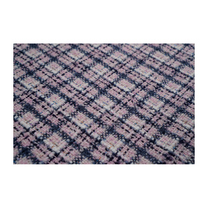 Tissu Tweed Fantaisie Coréen Haut de Gamme, Motif à Carreaux Blanc-Violet-Marine, Textile Tissé Personnalisé OEM & ODM - Product Image 2