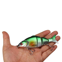 Leurre Artificiel ABS Rigide 12,5cm/21,3g Multi-sections, Simulation de Nageur, Hameçon à Fente Sanguine pour la Pêche en Mer et en Eau Douce