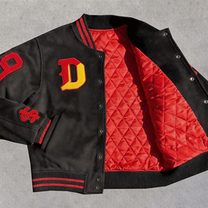 Üreticileri OEM özel <span class=keywords><strong>Logo</strong></span> yamalar mektup beyzbol ceket yün erkekler siyah kırpılmış ceket şönil nakış kolej ceketi - Product Image 2