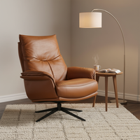 Fauteuil inclinable moderne en cuir avec repose-pieds, fauteuil de direction pivotant à dossier haut pour bureau et salon
