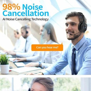 Casque sans fil supra-auriculaire FEABASK EH08 avec microphone, longue autonomie pour centre d'appels, bureau et entreprise - Product Image 5