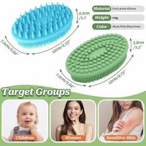 Dual-Side Eco-Friendly Food Grade <b>Silicone</b> <b>Loofah</b> Body Brush & Bath Shower Scrubber 2-in-1 Shampoo Wash Brush - Product Image 2