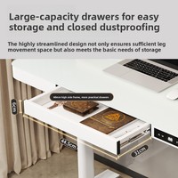 Table d'ordinateur électrique intelligente en verre trempé pour bureau à domicile, avec fonction de mémoire à trois niveaux, réglable en hauteur et dotée d'un tiroir – Vente en gros
