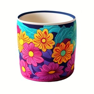 Support de tasse en néoprène au design tendance, personnalisable avec impression florale, pour canettes et manchons de tasses à café – Vente en gros - Product Image 1
