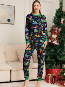 Personaggi del modello dei cartoni animati pigiama a maniche lunghe per la casa di famiglia abbigliamento da notte Set taglia più Anti-strizzacervelli per le ragazze invernali - Product Image 4