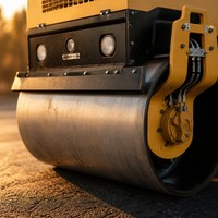 Compacteur à tambour vibrant autoporté ROADWAY RWYL82 de 3 tonnes avec moteur diesel Yanmar, pneus en caoutchouc et tambour de 700 mm pour pompe hydraulique