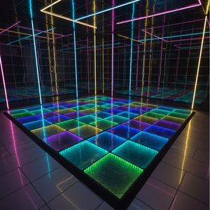 Piste de danse interactive en verre et acier inoxydable avec miroir lumineux 3D, tapis de danse LED, éclairage DJ, jeu de piste de danse LED à pixels - Product Image 4