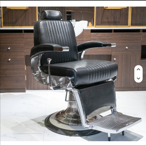 Fauteuil de Barbier Hydraulique de Luxe Rétro pour Salon de Coiffure, Inclinable, pour Coupe de Cheveux, Toilettage et Massage, en Cuir, Idéal pour Usage en Salle de Sport - Product Image 5