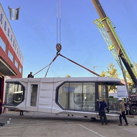 Cabaña Prefabricada de Lujo para Glamping con Sistema de Control Inteligente y Ventana de Vidrio Completa para Casa Cápsula en Resort