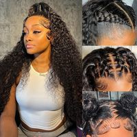 Perruque Lace Front de cheveux humains Remy brésiliens avec base de dentelle sans colle de texture de vague d'eau Yaki pour les femmes noires Vente en gros
