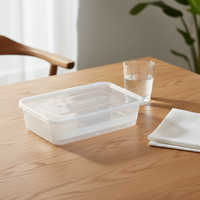 Boîte alimentaire rectangulaire transparente en PP de 650 ml, jetable, de qualité alimentaire, pour conserver la fraîcheur des pizzas et sandwichs, avec logo personnalisé