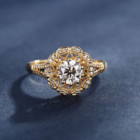 Ensemble de bagues de mariage halo fleur diamant de laboratoire rond de meilleure qualité pour femmes