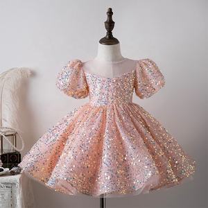 Elegante <span class=keywords><strong>Vestido</strong></span> de Princesa con Mangas Abullonadas <span class=keywords><strong>para</strong></span> Niñas, Primera Comunión, Baile Infantil, Lindo <span class=keywords><strong>Vestido</strong></span> Azul <span class=keywords><strong>para</strong></span> Cumpleaños de Bebé Niña - Product Image 4