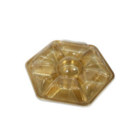 Boîte d'emballage alimentaire à compartiments avec couvercle transparent, 7 compartiments, en plastique thermoformé, jetable, noire, pour noix et fruits secs